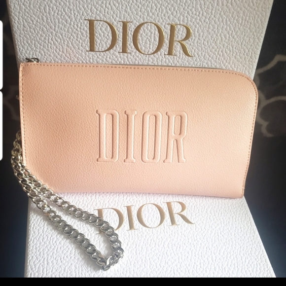 Dior Cosmetic pouch wristlet chain wallet pink - Picture 1 of 11